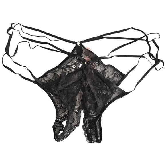Victoria's Secret Other - Victoria's Secret Black Lace High-Leg Cheeky Panty, XXL